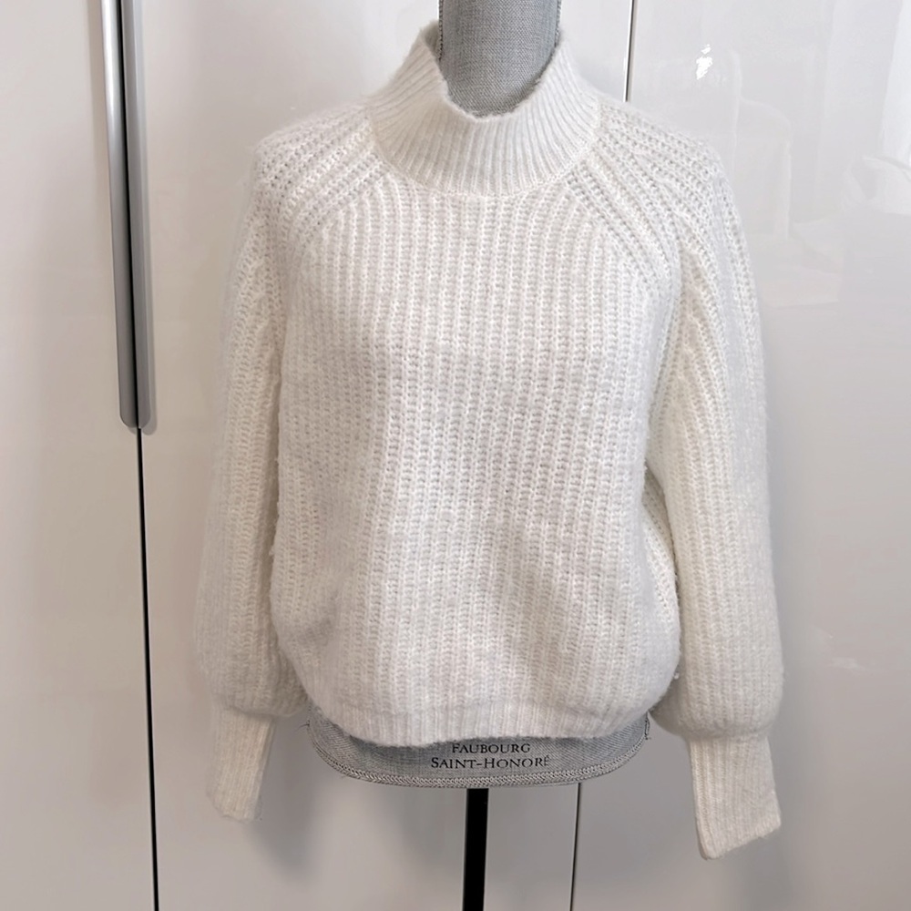 MOON & MADISON Cream Mock Neck Sweater Bell Sleeve, Size L